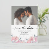 Waterverf Floral met Uw Foto sparen de Datum Save The Date (Staand voorkant)
