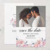 Waterverf Floral met Uw Foto sparen de Datum Save The Date (Voorkant / Achterkant)