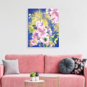 Waterverf Floral Metallic Gold van lavender Blues Canvas Afdruk (Insitu (Woonkamer))