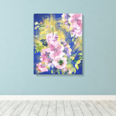 Waterverf Floral Metallic Gold van lavender Blues Canvas Afdruk (Insitu (Houten vloer))