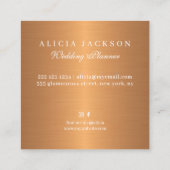 Waterverf floral metallic koper bruiloft planner vierkante visitekaartje (Achterkant)