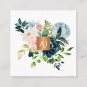 Waterverf floral metallic koper bruiloft planner vierkante visitekaartje (Voorkant)