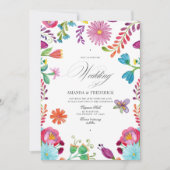 Waterverf Floral Mexican Fiesta QR Code Weddenscha Kaart (Voorkant)