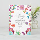 Waterverf Floral Mexican Fiesta QR Code Weddenscha Kaart (Staand voorkant)