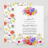 Waterverf Floral Mexican Fiesta Virtual Wedding Kaart (Voorkant / Achterkant)