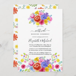 Waterverf Floral Mexican Fiesta Virtual Wedding Kaart
