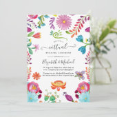 Waterverf Floral Mexican Fiesta Virtual Wedding Kaart (Staand voorkant)