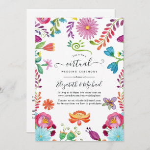 Waterverf Floral Mexican Fiesta Virtual Wedding Kaart