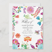 Waterverf Floral Mexican Fiesta Wedding Foto Kaart (Voorkant)