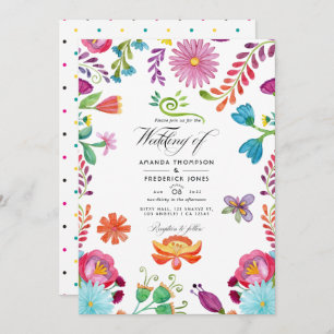 Waterverf Floral Mexican Fiesta Wedding Foto Kaart