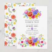 Waterverf Floral Mexican Fiesta Wedding Kaart (Voorkant / Achterkant)