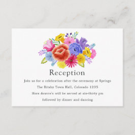 Waterverf Floral Mexican Fiesta Wedding Reception Informatiekaartje