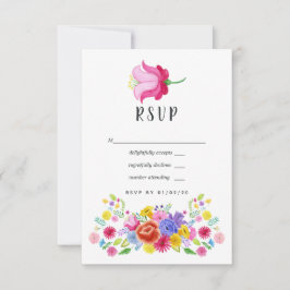 Waterverf Floral Mexican Fiesta Wedding RSVP Kaartje