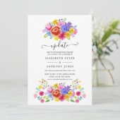 Waterverf Floral Mexican Fiesta Wedding Update Kaart (Staand voorkant)