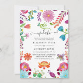 Waterverf Floral Mexican Fiesta Wedding Update Kaart (Voorkant)