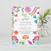 Waterverf Floral Mexican Fiesta Wedding Update Kaart (Staand voorkant)