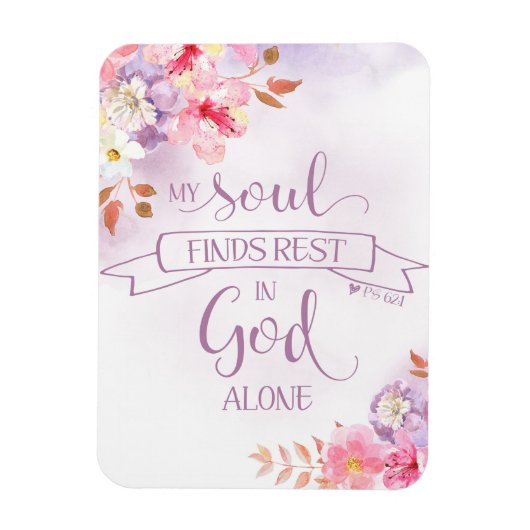 Waterverf Floral, mijn ziel vindt rust - PS 62:1 Magneet (Verticaal)