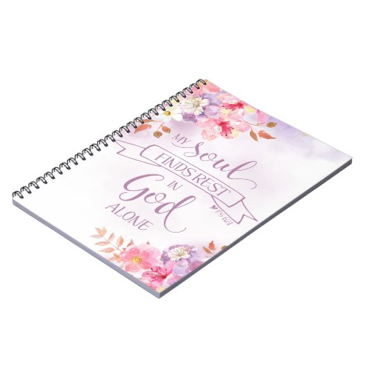 Waterverf Floral, mijn ziel vindt rust - PS 62:1 Notitieboek (Linkerzijde)