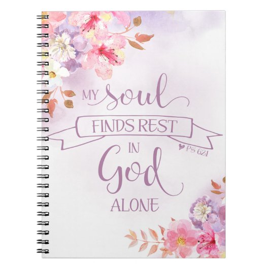 Waterverf Floral, mijn ziel vindt rust - PS 62:1 Notitieboek (Voorkant)