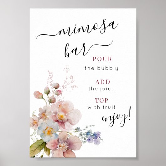 Waterverf Floral Mimosa Bar Teken Poster (Voorkant)