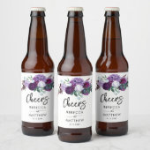 Waterverf Floral Minimalist Script Wedding Bier Etiket (Flessen)