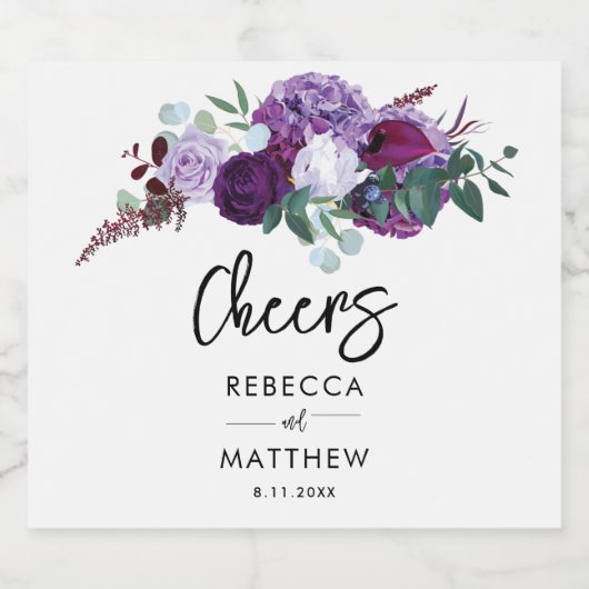 Waterverf Floral Minimalist Script Wedding Bier Etiket (Enkel label)