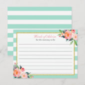 Waterverf Floral Mint Green Words of Advice Kaart (Voorkant / Achterkant)