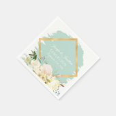 Waterverf Floral Mint Groen Goud Lijst Bruiloft Servet (Hoek)