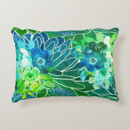 Waterverf Floral Mix Blues in Outdoor Pillow Accent Kussen