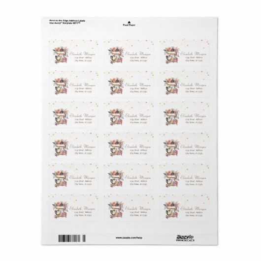 Waterverf Floral Mixer Gold Confetti Etiket (Full Sheet)