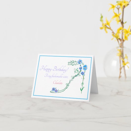 Waterverf Floral Mode Birthday zister Kaart (Gele Bloem)