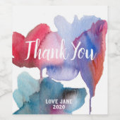 Waterverf floral modern bedankt cadeau wijn etiket (Enkel label)