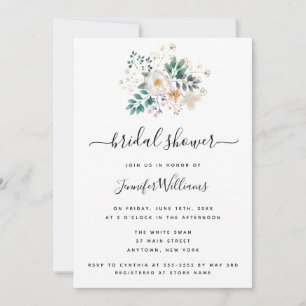 Waterverf Floral Modern Bridal Shower Invitations Kaart