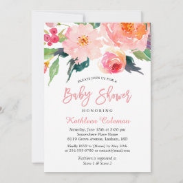 Waterverf Floral Modern Classy Baby shower Kaart