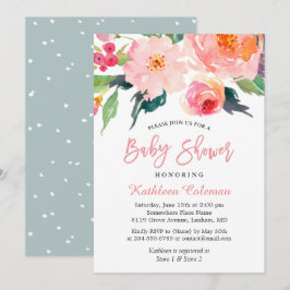 Waterverf Floral Modern Classy Baby shower Kaart
