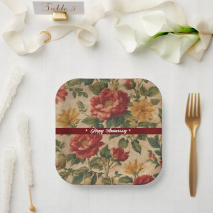 Waterverf Floral Modern Collectie Papieren Bordje