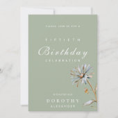 Waterverf Floral Modern Elegant Adult Birthday Kaart (Voorkant)