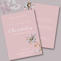 Waterverf Floral Modern Elegant Adult Birthday