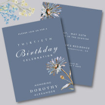 Waterverf Floral Modern Elegant Adult Birthday