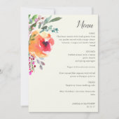 Waterverf Floral Modern Elegant Bruiloft Menu Kaar Kaart (Voorkant)