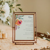 Waterverf Floral Modern Elegant Bruiloft Menu Kaar Kaart