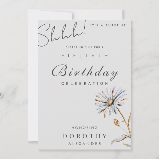 Waterverf Floral Modern Elegant Surprise Verjaarda Kaart (Voorkant)