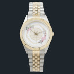 Waterverf Floral Modern Geometrisch Monogram Horloge<br><div class="desc">waterverf florale en geometrische adem.</div>