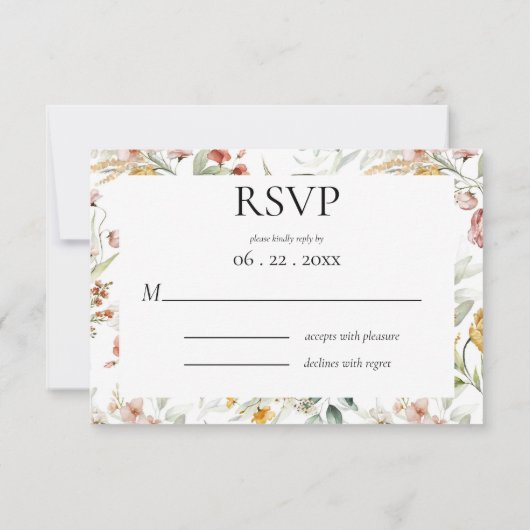  Waterverf Floral Modern RSVP Kaartje (Achterkant)