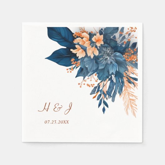 Waterverf Floral Modern Rustiek Elegant Bruiloft Servet (Voorkant)