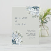 Waterverf Floral Modern Sage Green Wedding Kaart (Staand voorkant)