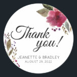 Waterverf Floral Modern Wedding Ronde Sticker<br><div class="desc">Gedraag je gunsten met stickers als een dank voor het delen van je trouwdag. Het is een mooie waterverf bloemen,  een combinatie van script en simpele lettertypen.. die zullen zeker een oogvanger zijn.</div>