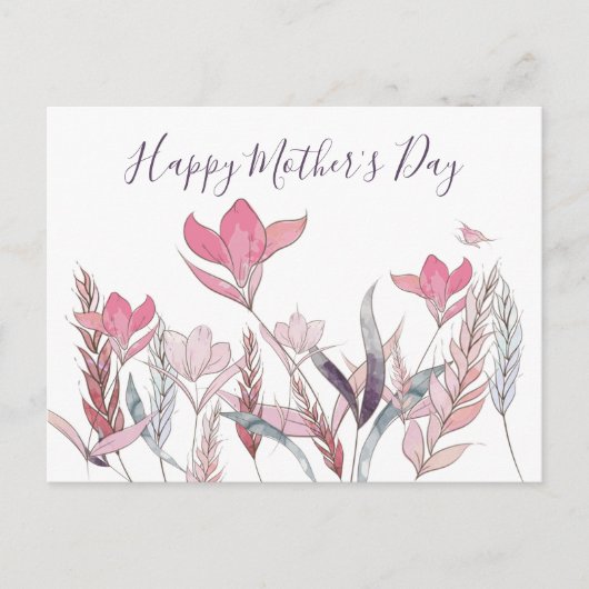 Waterverf Floral Moederdag Briefkaart (Voorkant)