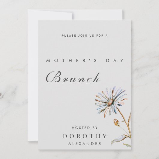 Waterverf Floral Moederdag Brunch Kaart (Voorkant)