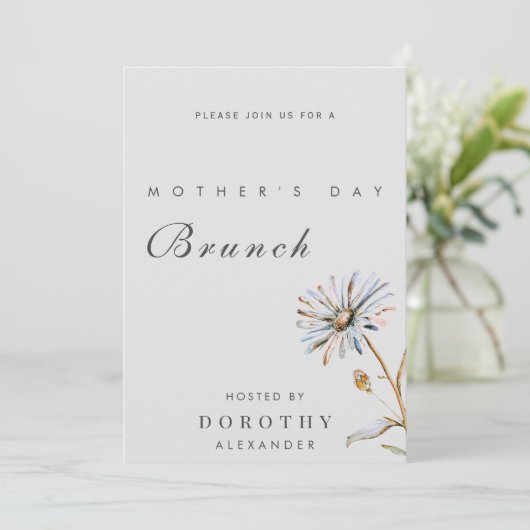 Waterverf Floral Moederdag Brunch Kaart (Staand voorkant)